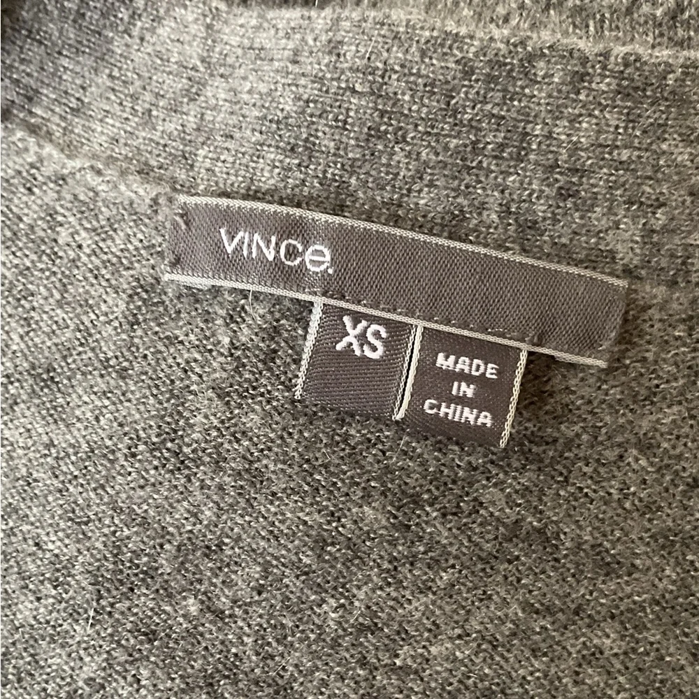 Vince V Neck boyfriend cashmere Cardigan, Grey, XS - Picture 2 of 8